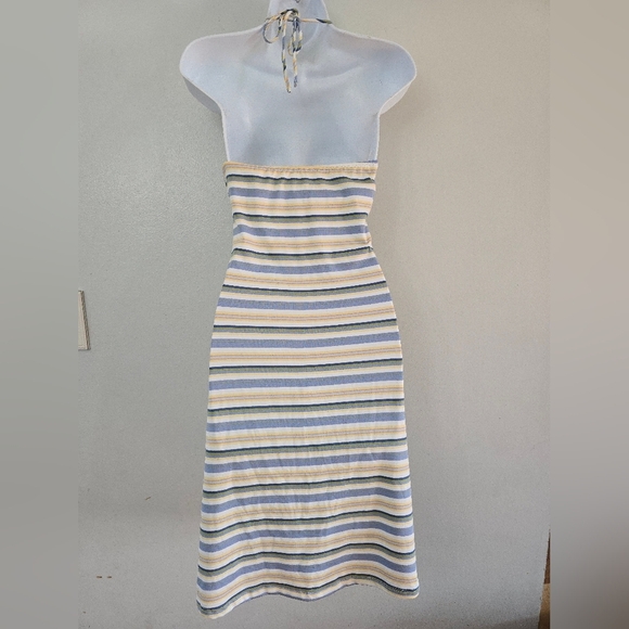579 Vintage Y2K Stripped Halter Dress Size Small - Picture 4 of 10